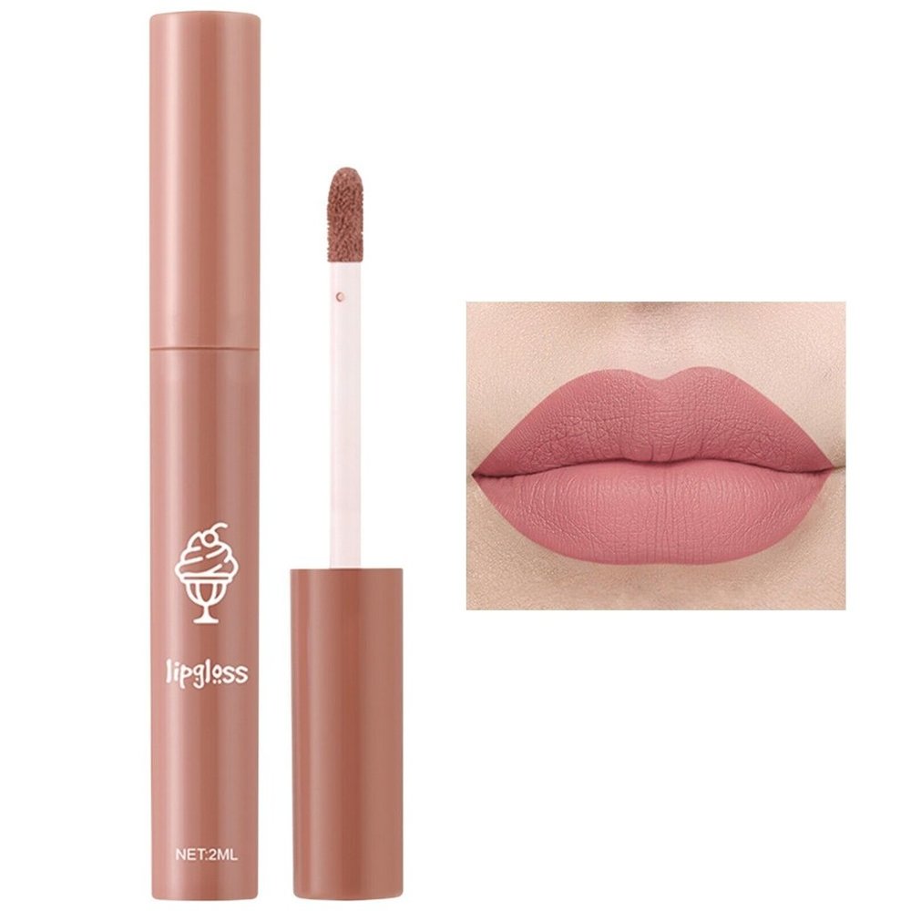 Lip And Cheek Lipstick Lip Gloss Non Fading Non Stick Cup Cute Lip Glaze Beige 5